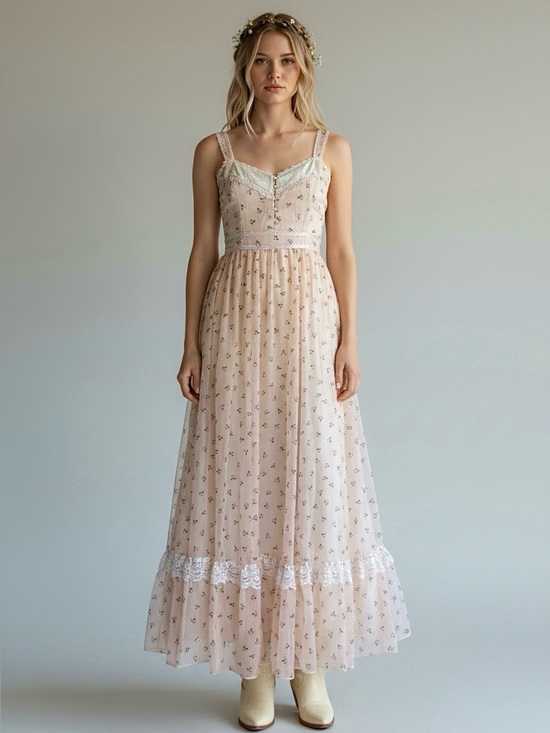 Gunne Sax Dresses & Skirts - 70s Gunne Sax Prairie Dress XS - Pink Calico Floral Maxi Dress - Deadstock